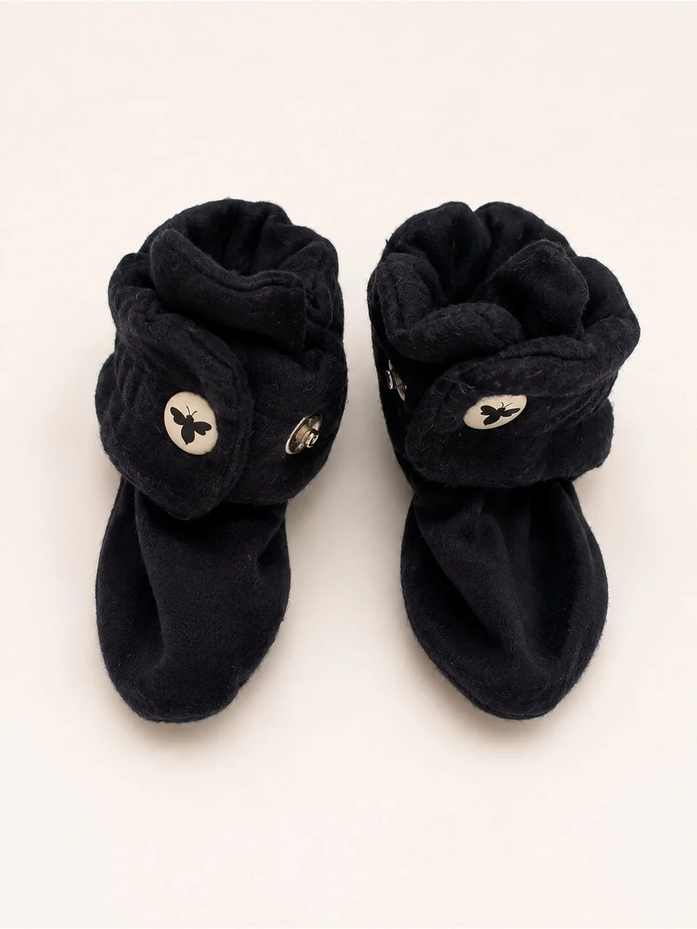 Burt’s Bees Baby Navy Soft Booties Bee Button Detail 3-6M